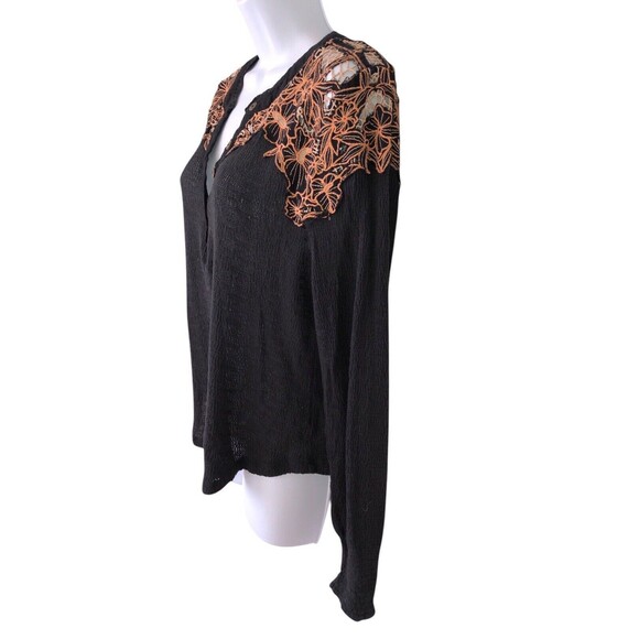 Free people black gauze thermal long sleeve top size S? - Picture 4 of 9